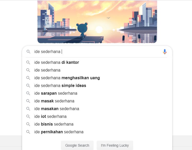 tangkapan layar hasil pencarian kata kunci ide sederhana (dokpri)