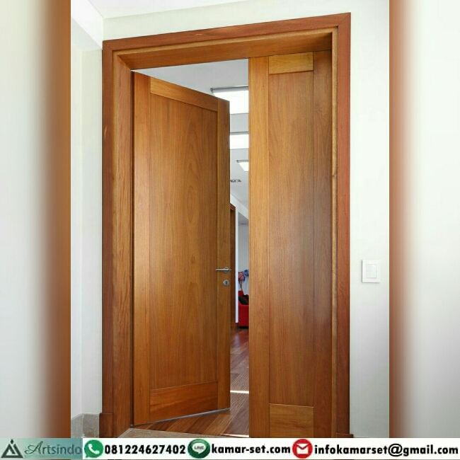 pintu kupu tarung minimalis kayu jati polos