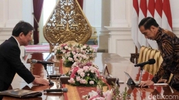 Menlu Jepang Toshimitsu Motegi bertemu Presiden Jokowi di Istana Merdeka (detik.com, 10/01/2020).