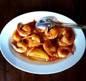 Contoh potret udang saos padang dari RM Mang Kabayan Bintaro. Foto koleksi Pribadi