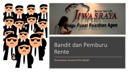 gambar bandit/pemburu rente, Pixabay dan logo Jiwasraya, Bisnis.com 