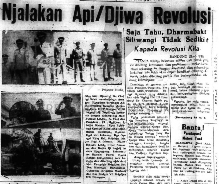 Upacara Peringatan HUT Kodam Siliwangi pada Mei 1965-Foto: Repro Pikiran Rakjat/Audiovisual Perpusnas.