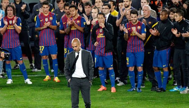 Pep Guardiola menyatakan perpisahannya dengan Barcelona. | Sumber gambar: Tempo.co