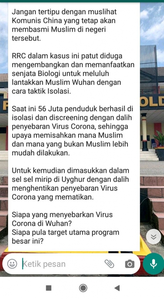Isi pesan yang beredar di grup whatsaap (dokpri)