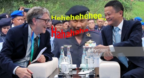 Bill Gates dan Jack Ma. Gambar : Getty Image dan Indopolitka.com. Diedit oleh penulis