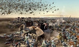 Ilustrasi tewasnya Abrahah dan pasukan gajahnya saat akan menghancurkan Ka'bah / kicknews.today