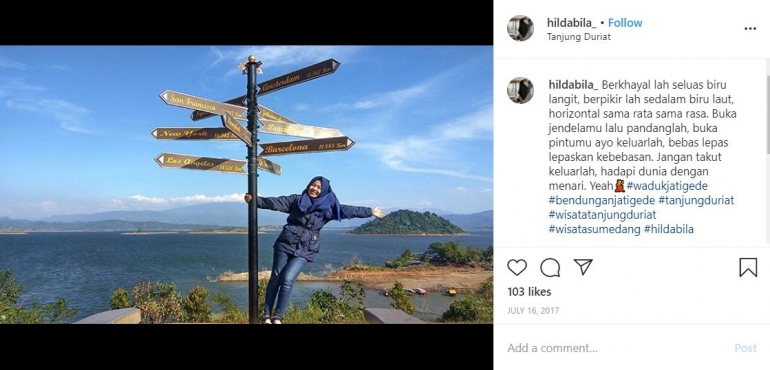 Deskripsi : Spot foto di area sekitar waduk Jatigede I Sumber Foto : IG @hildabila_