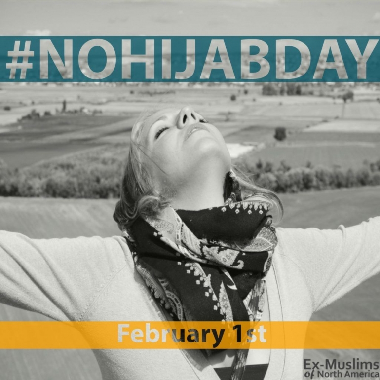 Ilustrasi #NoHijabDay yang diperingati pada 1 Februari. Sumber gambar: Exmuslims.org