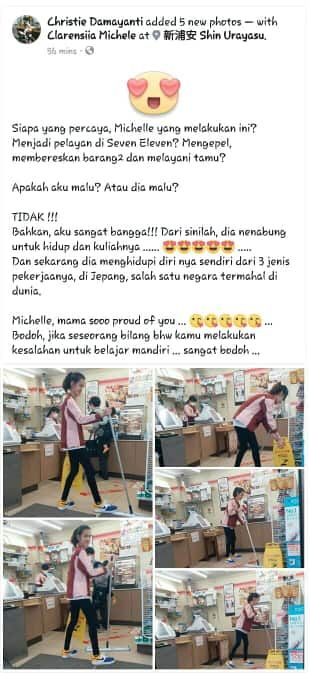 Dokumentasi pribadi | Minggu2 pertama Mchelle bekerja kepada Mr. Sugiyama, sebagai karyawan dengan tugas membersihkan toko nya .....
