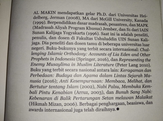 Biografi Al Makin. Foto: Lukman Hakim Dalimunthe