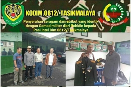 Pejabat kesultanan Selaco menyerahkan seragam ke Kodim 0612 Tasikmalaya (sumber : pwrionline.com 28/10/2018)