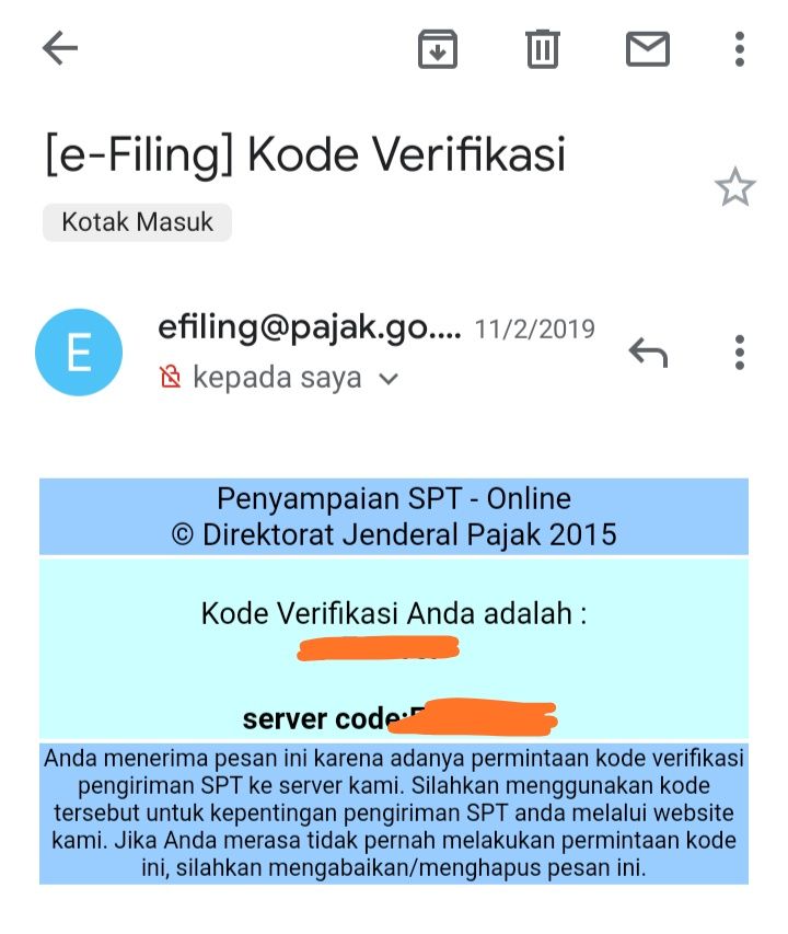 Contoh pesan e-mail kode verifikasi. Foto: Dokumentasi pribadi