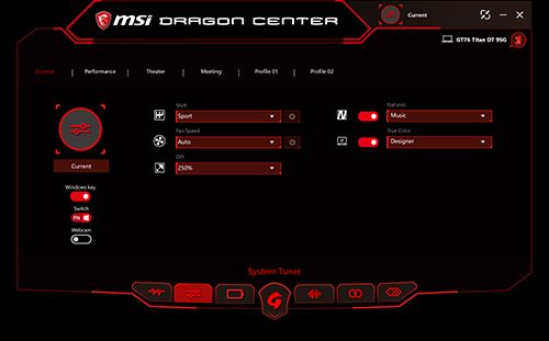 Pengaturan Sistem pada Dragon Center