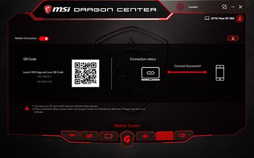 Mobile Center dalam MSI Dragon Center