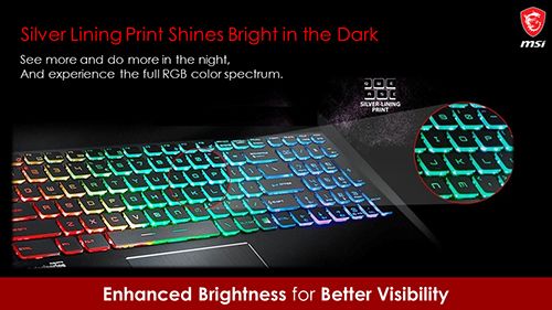Printing warna silver memungkinkan pencahayaan RGB dalam kegelapan. 