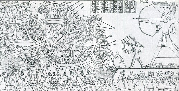 Adegan di dinding Medinet Habu, menggambarkan kampanye Mesir melawan 