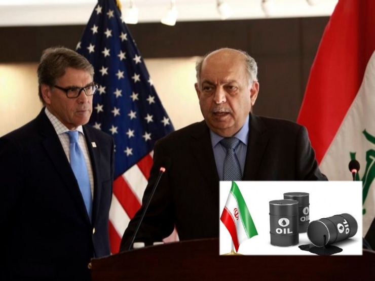 Menteri Perminyakan Irak Thamir Ghadhban (kanan) didampingi Menteri Energi AS Rick Perry, masih sulit bagi Irak untuk lepas dari impor gas/minyak Iran (doc. i24NEWS,Middle East Institute/ed. Wahyuni)