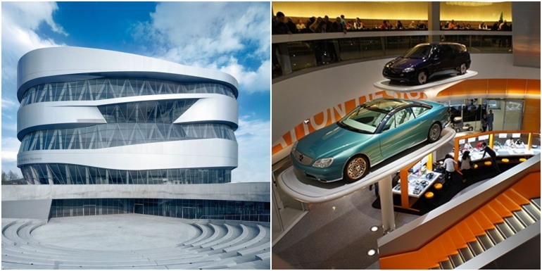 ilustrasi Museum Mercedes-Benz di Stuttgart Jerman (olah digital behance.net dan share-architec.com)