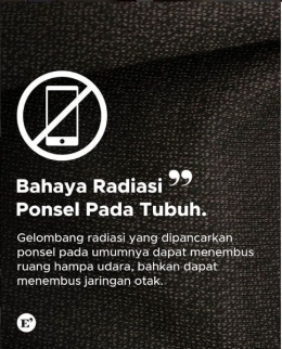 Peringatan tentang bahaya radiasi ponsel | Foto : Instagram Enggalia's