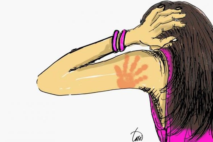 ilustrasi kekerasan yang diterima oleh perempuan. (sumber: KOMPAS/TOTO SIHONO)