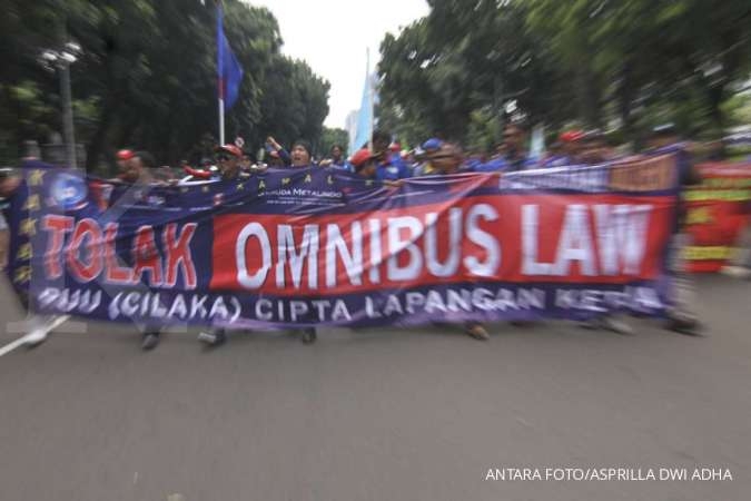 Demo Penolakan RUU Omnibus Law. (Antara Foto)