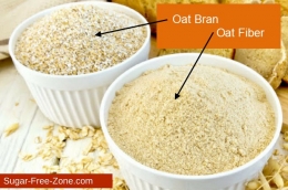 Perbedaan tekstur Oat Bran dan Oat Fiber | Sumber: Sugar-Free-Zone.com