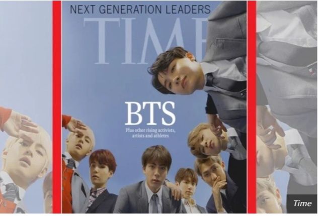 BTS dalam tampilan sampul internasional majalah TIME (foto: dok. TIME via POBELA.com)