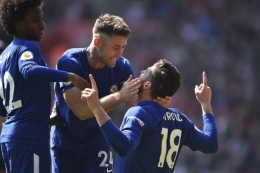 Giroud Selebrasi Setelah Mencetak Gol | Kompas.com - 15/04/2018 Bisikan Giroud ke Eden Hazard dan Kebangkitan Chelsea