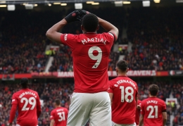 Martial merayakan gol ke gawang watford. Sumber foto: Bleacher Report Football 