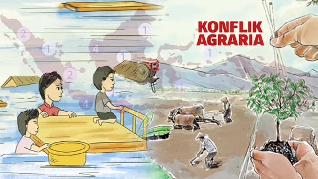 Ilustrasi konflik agraria dan banjir | Sumber: Klikhijau.com