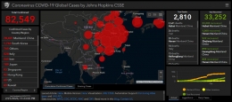 Data spasial sebaran virus Corona di Dunia | Foto: GIS