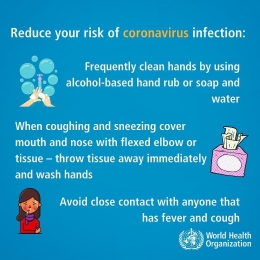 Cara meminimalisir tertular Coronavirus (foto: WHO)
