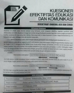 Kuisioner Dalam Acara Customs' Stakeholder Brief Bea Cukai Aceh - dokpri