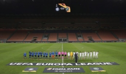 Pertandingan antara Inter Milan melawan ludogorets digelar tanpa penonton (Emilio Andreoli, UEFA via AP ) 