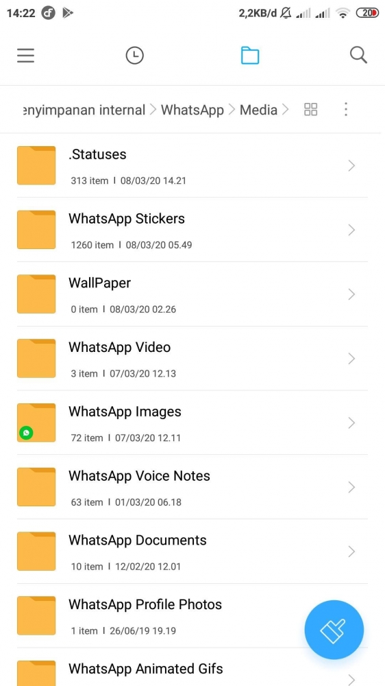 Screenshoot File Manager, Folder Media Whatsapp .dokpri