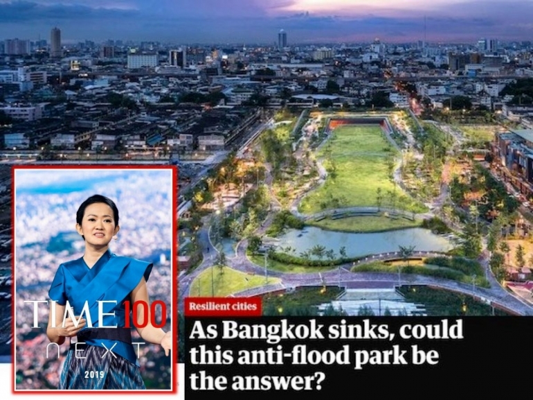 Kotchakorn Voraakhom dan salah satu gagasannya mencegah Bangkok tenggelam (doc.Twitter,The Asia Foundation/ed.Wahyuni)