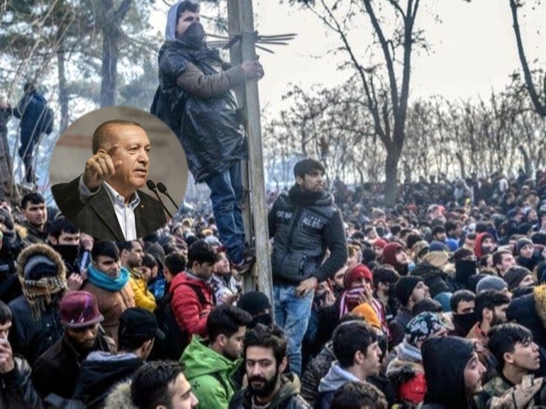 Recep Tayyip Erdogan (insert) mengecam aksi represi otoritas Yunani pada para migran di perbatasan kedua negara (doc.The New York Times, The Australian/ed.Wahyuni)