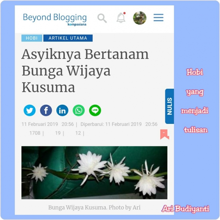 Artikel tentanv Wijaya kusuma yang dapat label headline. Dokumen pribadi