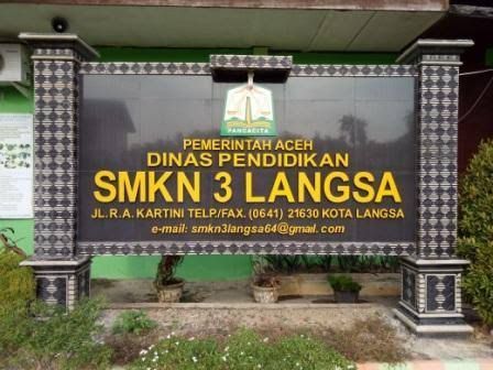 Papan Nama SMKN 3 Kota Langsa. (Foto: Istimewa)