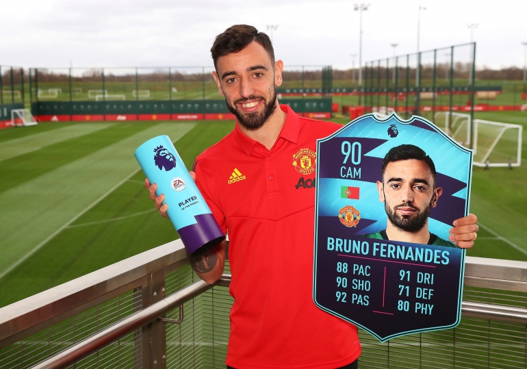 Bruno Fernandes meraih Pemain Terbaik. Sumber foto: Sun.co.uk