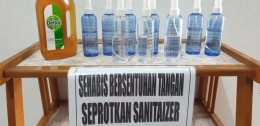 Hand Sanitizer di Dinas Pendidikan dan Kebudayaan Kota Langsa. (Foto: Suhartini)