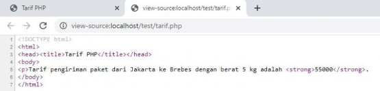 page source yang (semula) ditulis dengan disertai kode PHP