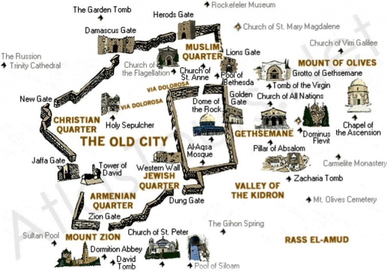 Delapan gerbang luar Kota Suci Yerusalem. (Sumber: atlastour.net)