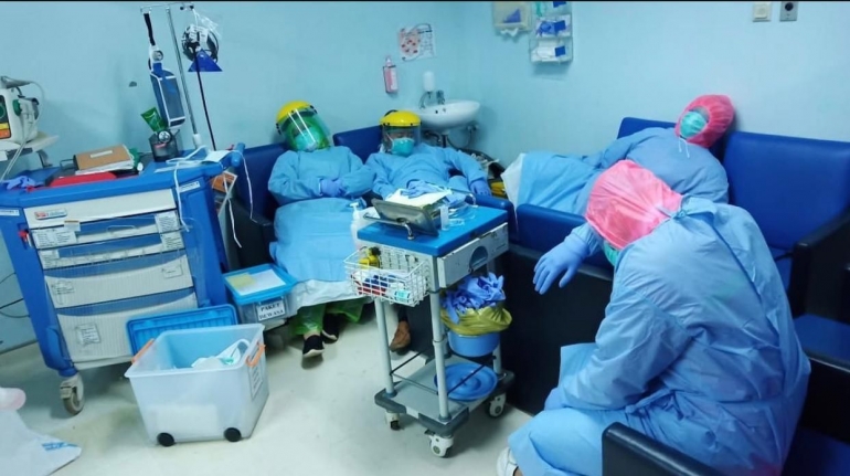 Suasana IGD Rumah Sakit Jantung Harapan Kita di Tengah Pandemi Covid-19 di Jakarta--dokpri