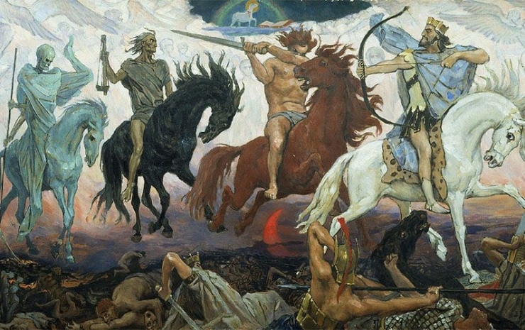 Empat penunggang kuda, merupakan metafora populer dalam literatur apokaliptik tradisi kristiani. (sumber: christianforums.com)  