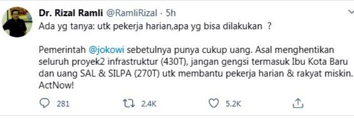 Sumber gambar: akun twitter Rizal Ramli.