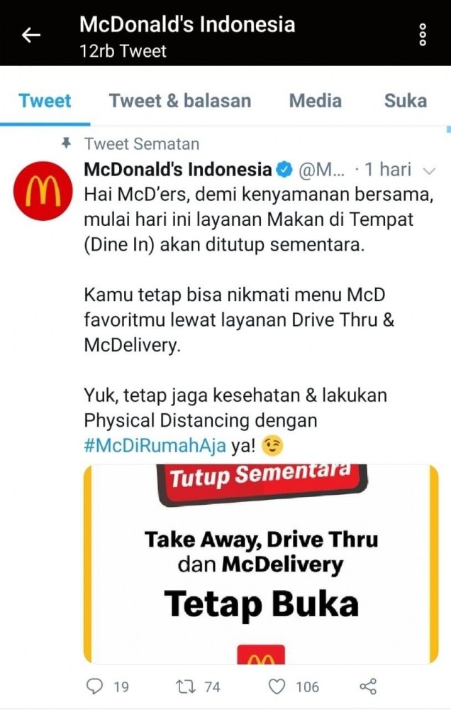 McD Indonesia official | tangkapan layar on twitter