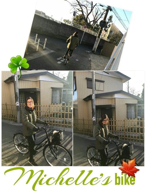 Dokumentasi pribadi | Ini sepeda baru Michelle, yang dibeli akhir tahun 2017, dan membawa Michelle kemanapun, jika tidak harus naik kereta. Dia sedang mencoba sepeda barunya di sebelah apartemennya di Funabashi Hoten .....