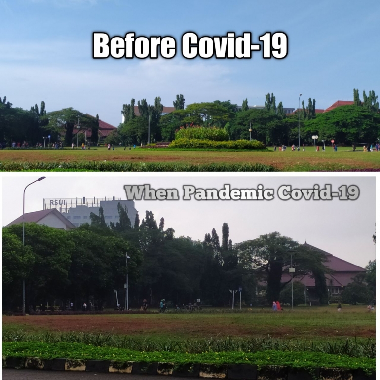 Suasana UI jogging track sebelum dan sesudah pandemi Covid-19| Sumber: dokumentasi pribadi