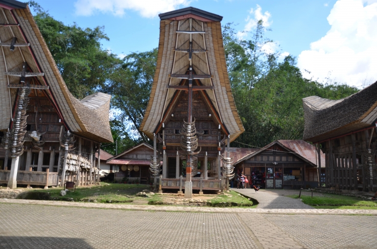 Rumah adat Tongkonan khas Toraja. Tongkonan merupakan rumah adat Toraja yang punya makna. Mulai dari status sosial sampai arti hidup, semua terukir di sana. Sumber: Dokumentasi Pribadi Andi Setyo Pambudi.
